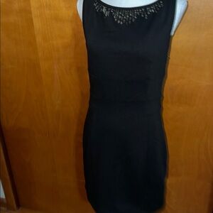 Laundry By Design Black Studded Neckline Sheath Cocktail Dress.